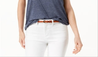 Regata feminina Maison Jules com decote redondo, azul, tamanho médio