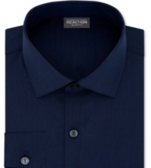 Camisa social masculina Kenneth Cole Reaction The Flex Slim Fit sem rugas, azul, tamanho G