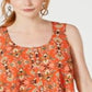 Top feminino estilo &amp; co, estampado, sem mangas, alto e baixo, laranja, tamanho pequeno, L