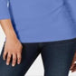 Camisa Henley de algodão feminina Karen Scott, azul, tamanho pequeno e pequeno
