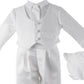 Traje de batizado de cetim para menino Lauren Madison com chapéu e gravata, branco, tamanho 6-9 meses