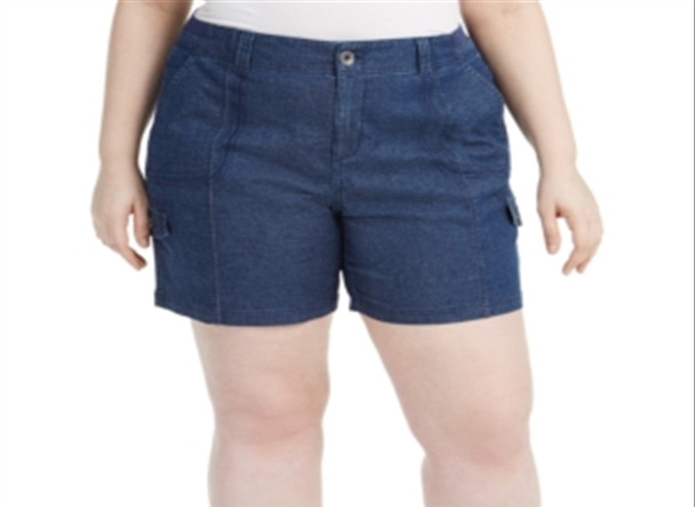 Shorts femininos estilo &amp; co plus size chambray azul tamanho 22W