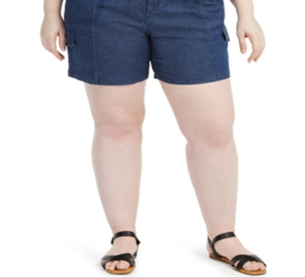 Shorts femininos estilo &amp; co plus size chambray azul tamanho 22W