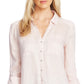 Blusa feminina Vince Camuto de linho com mangas compridas e botões, rosa, tamanho XS