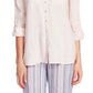 Blusa feminina Vince Camuto de linho com mangas compridas e botões, rosa, tamanho XS