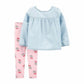 Conjunto de túnica de cambraia e leggings estampadas Carter's Baby Girl, 2 peças, azul, tamanho 12 meses