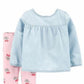 Conjunto de túnica de cambraia e leggings estampadas Carter's Baby Girl, 2 peças, azul, tamanho 12 meses