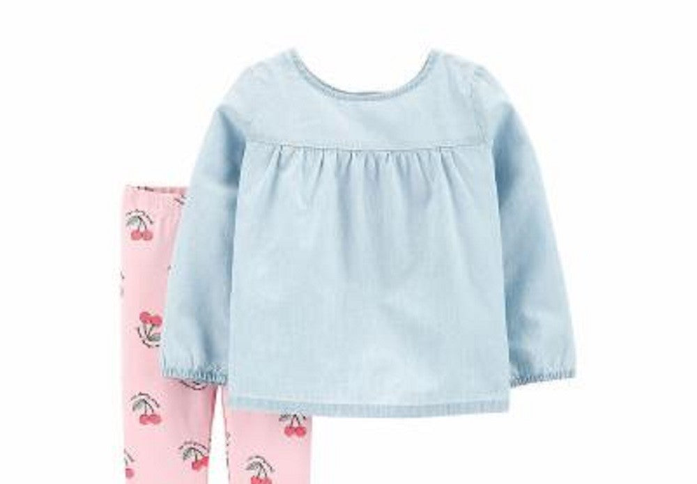 Conjunto de túnica de cambraia e leggings estampadas Carter's Baby Girl, 2 peças, azul, tamanho 12 meses
