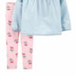 Conjunto de túnica de cambraia e leggings estampadas Carter's Baby Girl, 2 peças, azul, tamanho 12 meses