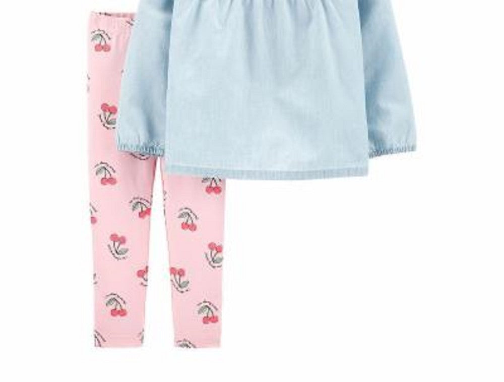 Conjunto de túnica de cambraia e leggings estampadas Carter's Baby Girl, 2 peças, azul, tamanho 12 meses