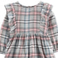 Vestido casual Carter's para meninas, xadrez, babados, corte evasê, vestido e bloomers, cinza, tamanho 6 meses