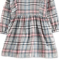Vestido casual Carter's para meninas, xadrez, babados, corte evasê, vestido e bloomers, cinza, tamanho 6 meses