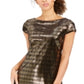 Vestido tubinho metálico Vince Camuto, combinação dourada, tamanho 8