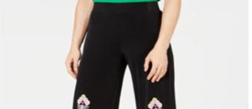 Calça larga cropped estampada feminina INC International Concepts Paisley PP preta tamanho pequeno