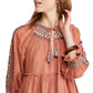 Blusa túnica bordada Dreamweaver feminina Free People - Terracota, tamanho pequeno