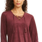 Blusa feminina de camurça sintética com cadarço, vermelha, tamanho extragrande, da Style &amp; Co