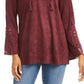 Blusa feminina de camurça sintética com cadarço, vermelha, tamanho extragrande, da Style &amp; Co