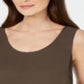 Blusa feminina Alfani sem mangas com decote redondo, marrom, tamanho pequeno