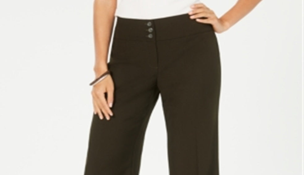 Calça feminina elástica de perna larga estilo &amp; co, verde, tamanho 10
