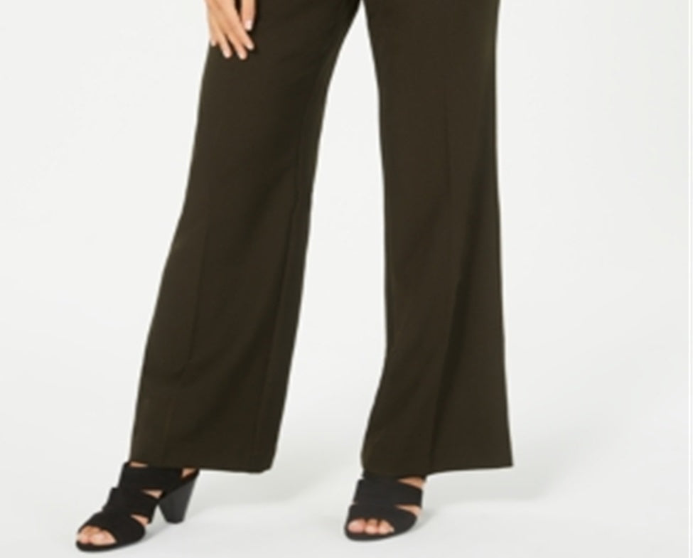 Calça feminina elástica de perna larga estilo &amp; co, verde, tamanho 10