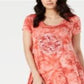 Vestido feminino com estampa tie-dye estilo &amp; co, vermelho, tamanho extrapequeno