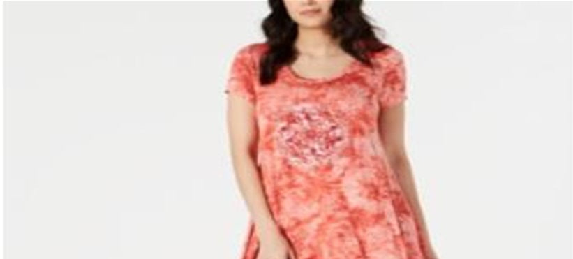 Vestido feminino com estampa tie-dye estilo &amp; co, vermelho, tamanho extrapequeno