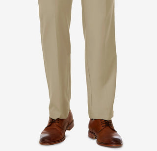 Calça social Haggar Cool 18 Pro Stretch Straight Fit com frente plana e tamanho 36X30 para homem