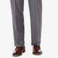 Calça social Haggar masculina premium comfort stretch, ajuste clássico, lisa, plissada, cinza, tamanho 34x30