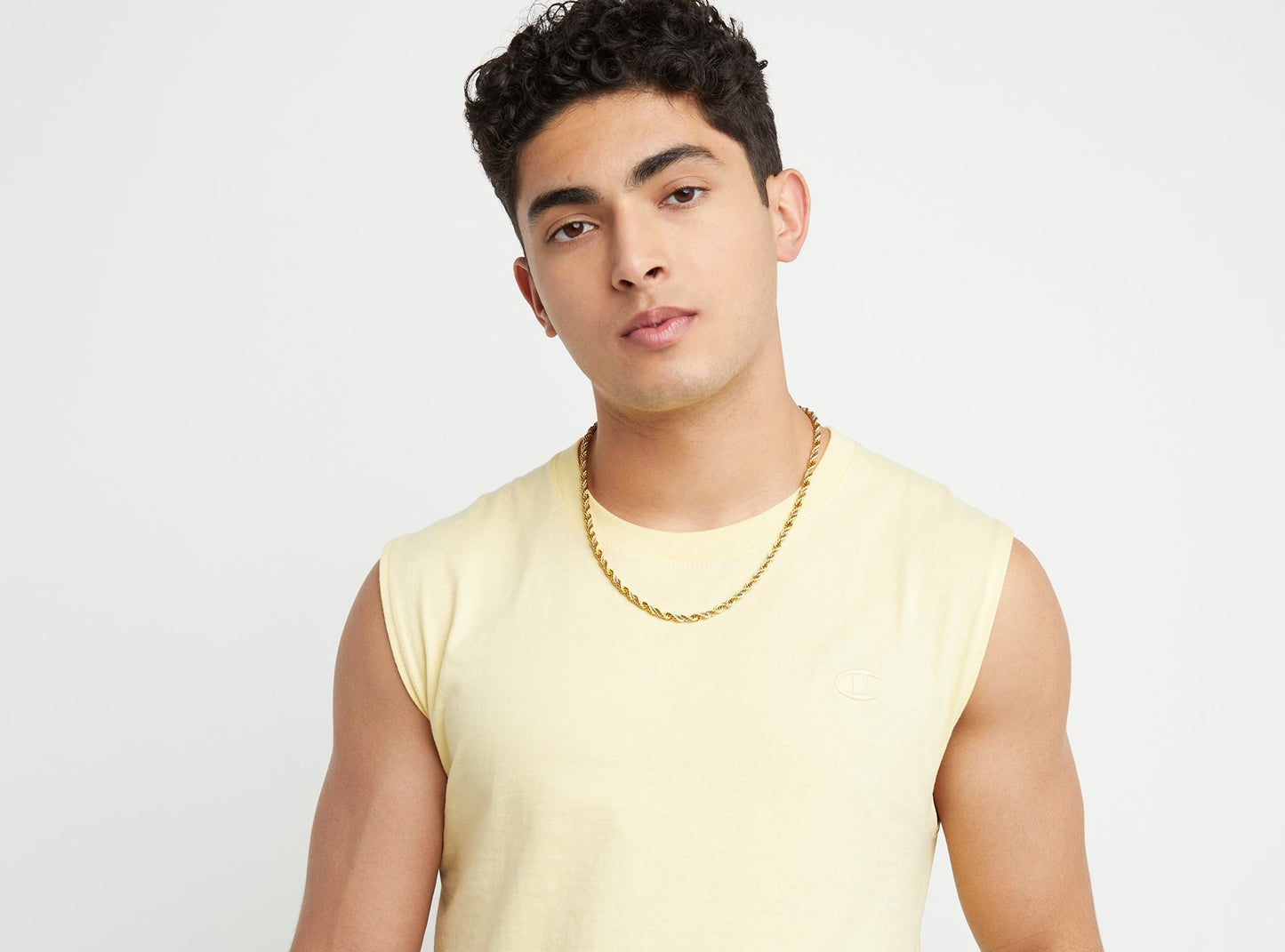 Camiseta masculina Champion Classic Muscle, amarela, tamanho pequeno