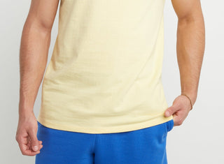Camiseta masculina Champion Classic Muscle com logotipo C bordado, amarela, tamanho grande