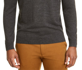 Suéter de gola alta masculino em mistura de lã merino Club Room, cinza, tamanho médio