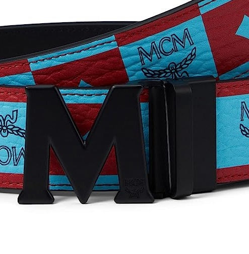 Cinto MCM Claus Checkerboard Visetos Masculino Azul Tamanho Único
