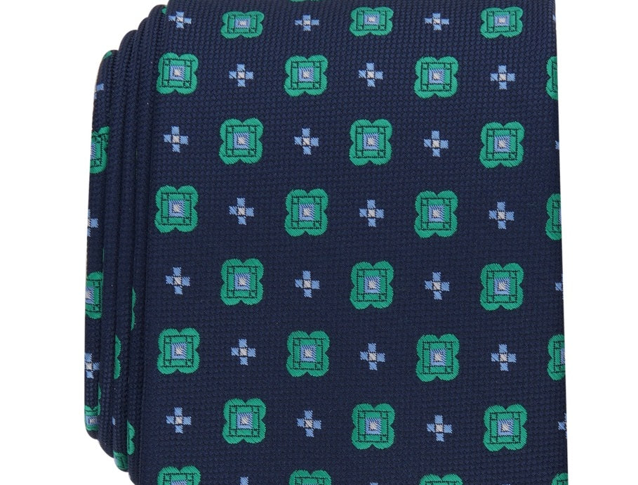 Gravata Club Room Masculina Classic Geo Neat Verde Tamanho Regular
