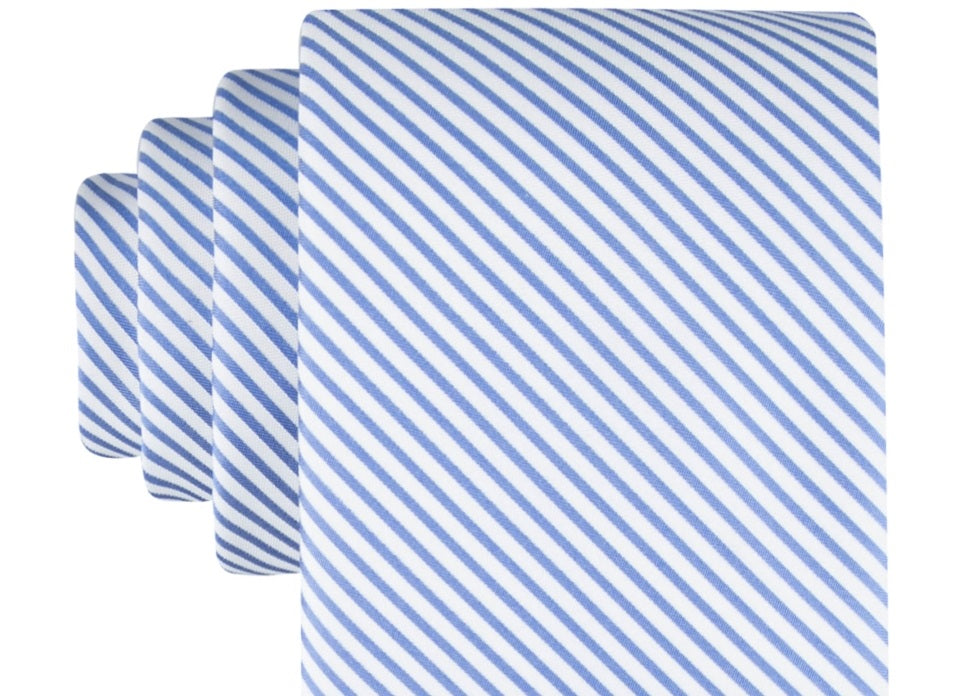 Gravata listrada Tommy Hilfiger masculina Seersucker azul tamanho regular