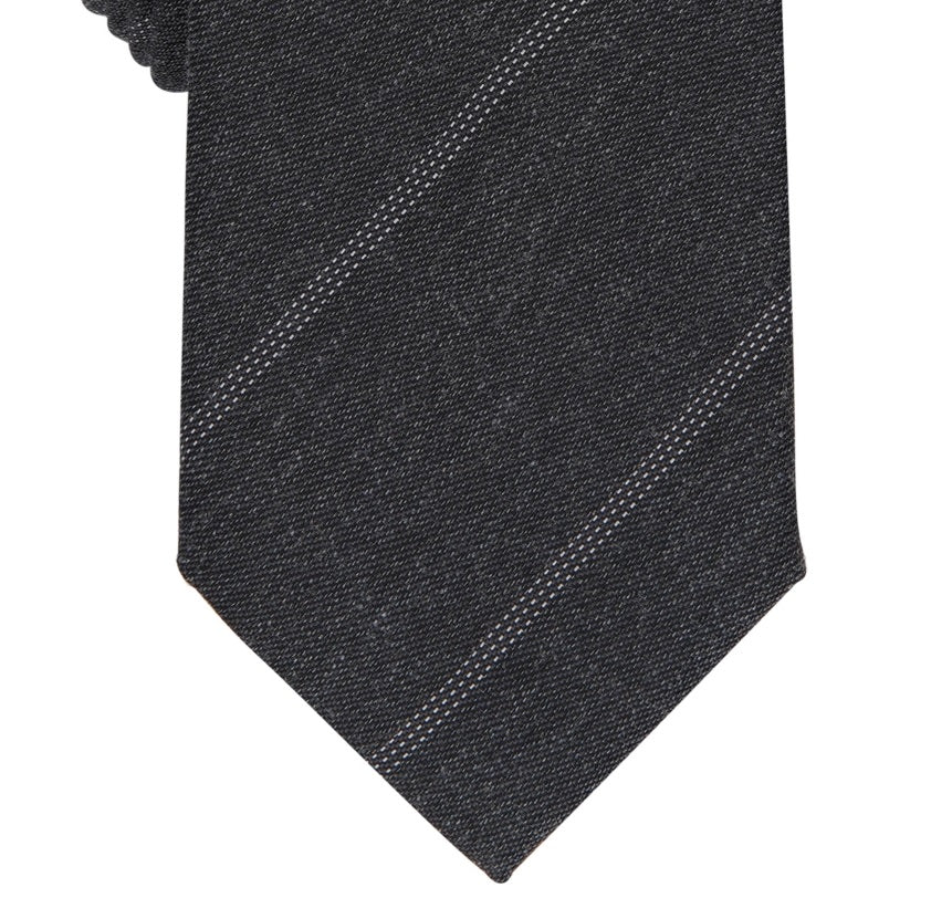 Gravata Alfani Slim Stripe Masculina Cinza Tamanho Regular