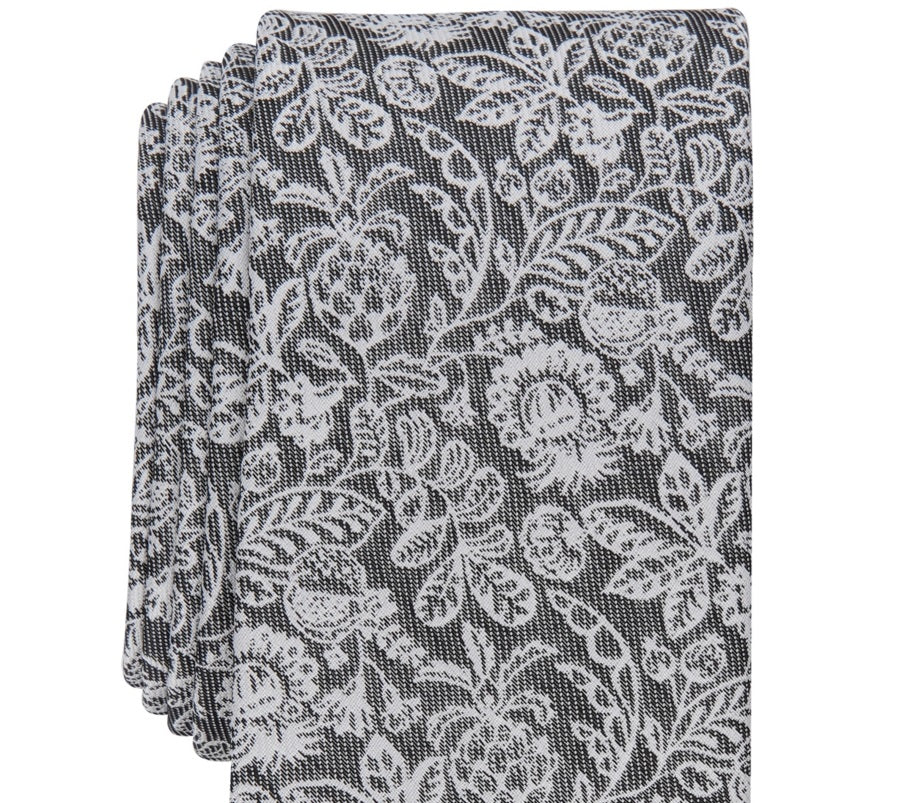 Gravata floral skinny Wiles masculina Bar III, preta, tamanho regular