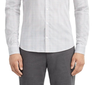 Camisa social Calvin Klein Stain Shield Extra Slim Fit Stretch para fora da calça, cinza, tamanho médio