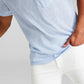 E agora esta camisa masculina de manga curta com bolso Slub azul tamanho médio
