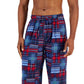 Calça de pijama de flanela xadrez masculina Club Room, azul, tamanho extragrande