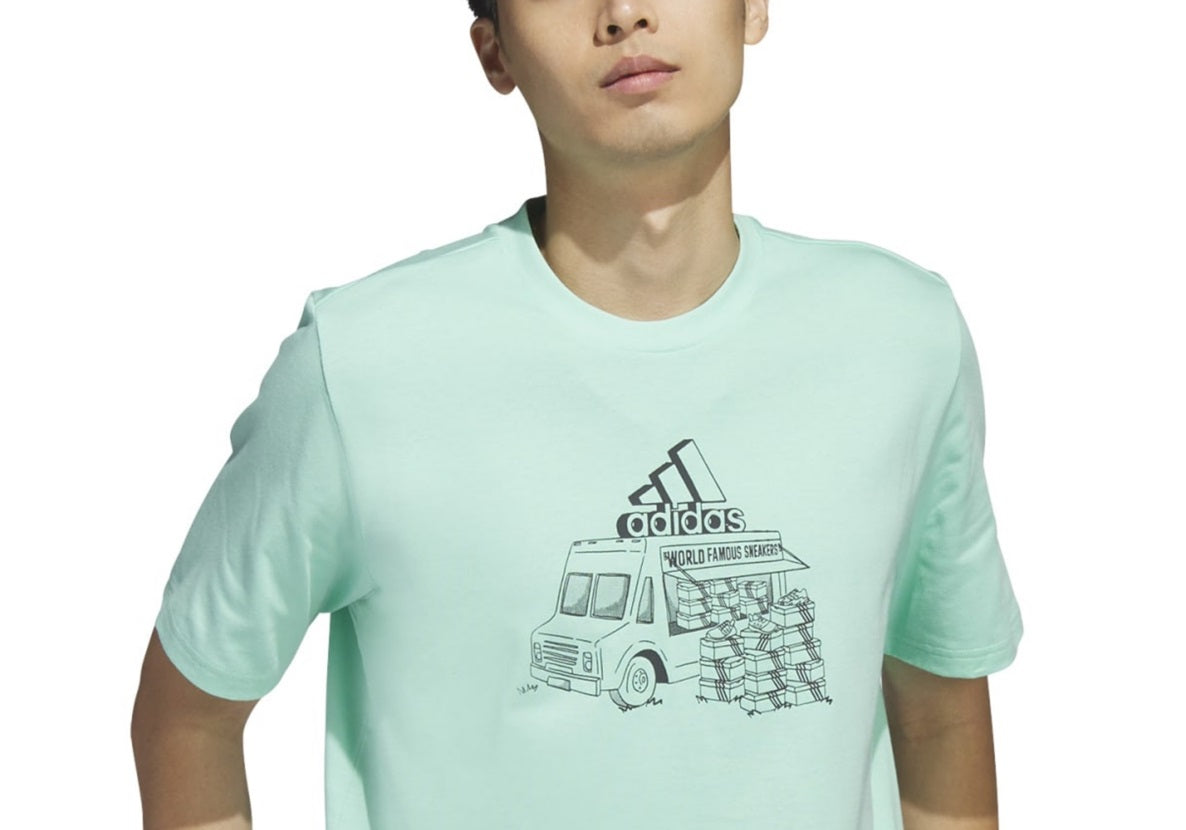 Camiseta Adidas Masculina Manga Curta Gola Redonda com Estampa de Food Truck Verde Tamanho XXG