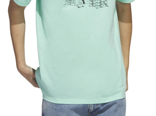 Camiseta Adidas Masculina Manga Curta Gola Redonda com Estampa de Food Truck Verde Tamanho XXG