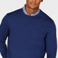 Suéter masculino Club Room de mistura de lã merino com gola redonda e cor sólida, azul, tamanho grande