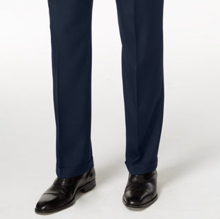 Calça social Haggar Masculina Eclo Stria Classic Fit Plissada com Cós Oculto Expansível Azul Tamanho 40X30