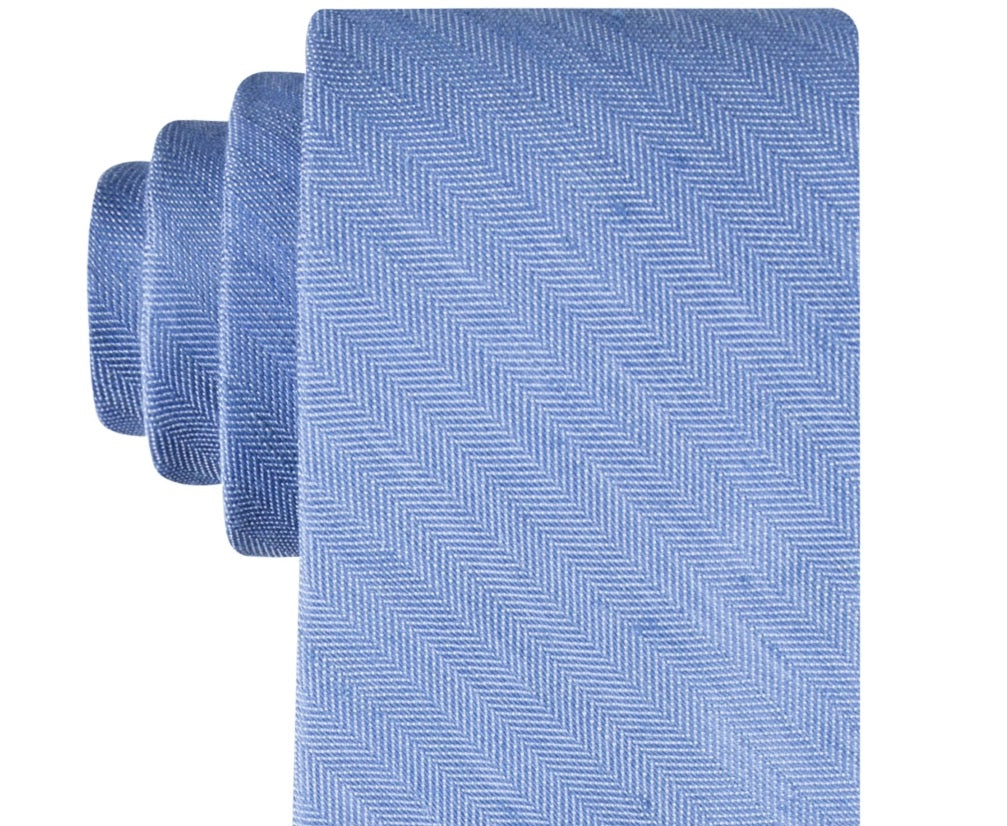 Gravata Tommy Hilfiger Masculina Herringbone Linho Sólido Azul Tamanho Regular