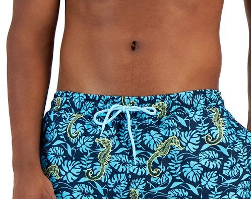 Calção de banho masculino Club Room Tropical Seahorse azul tamanho grande