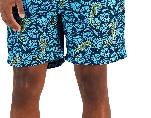 Calção de banho masculino Club Room Tropical Seahorse azul tamanho grande