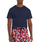 Conjunto de pijama masculino Club Room com blusa lisa e calça tropical, 2 peças, vermelho, tamanho extragrande