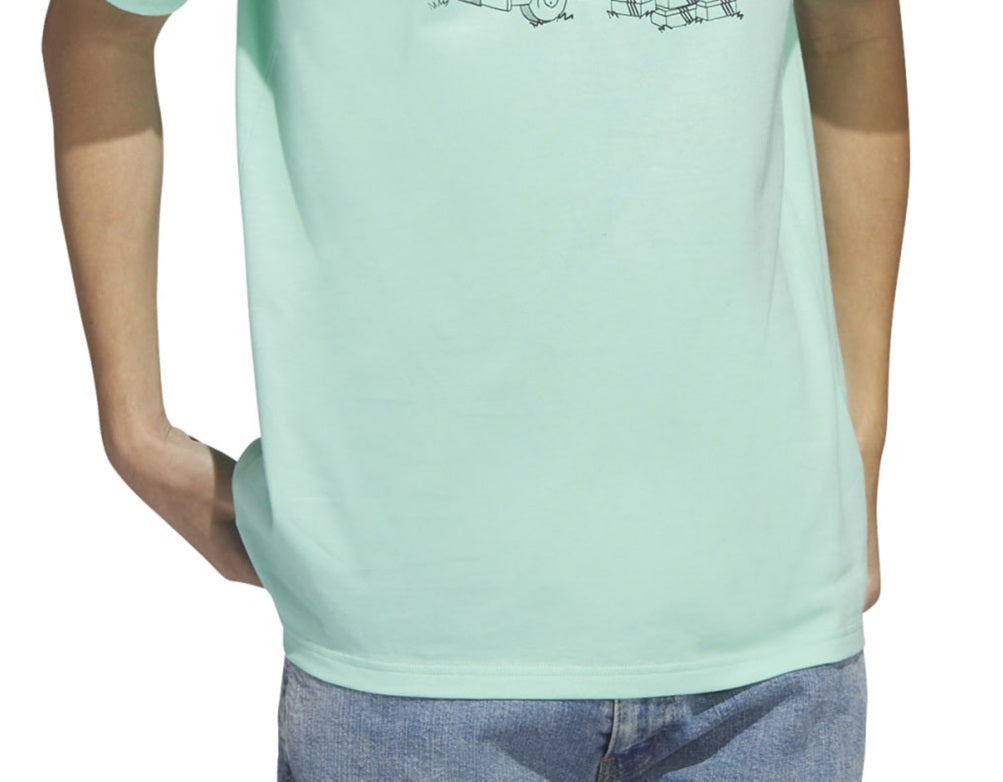 Camiseta Adidas Masculina Manga Curta Gola Redonda com Estampa de Food Truck Verde Tamanho Médio