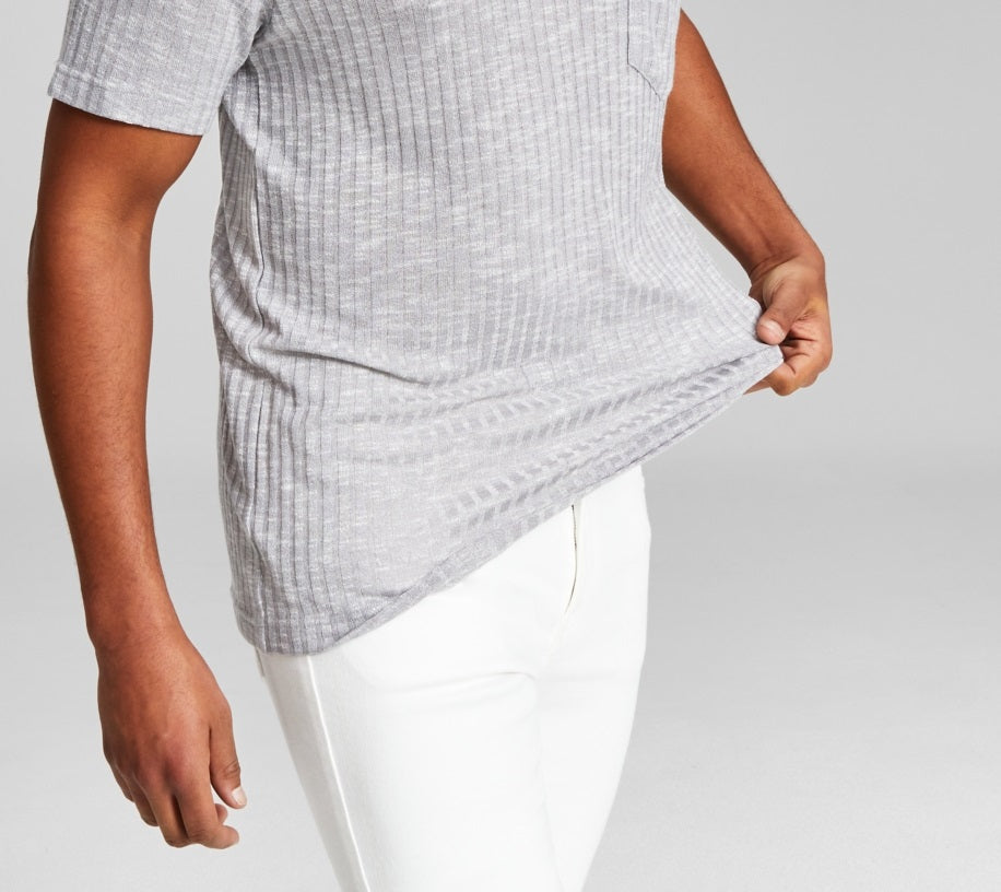 E agora esta camisa masculina de manga curta com bolso canelado cinza tamanho X-G