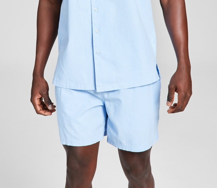 E agora esta camisa de acampamento masculina com botões clássicos, tamanho pequeno, azul